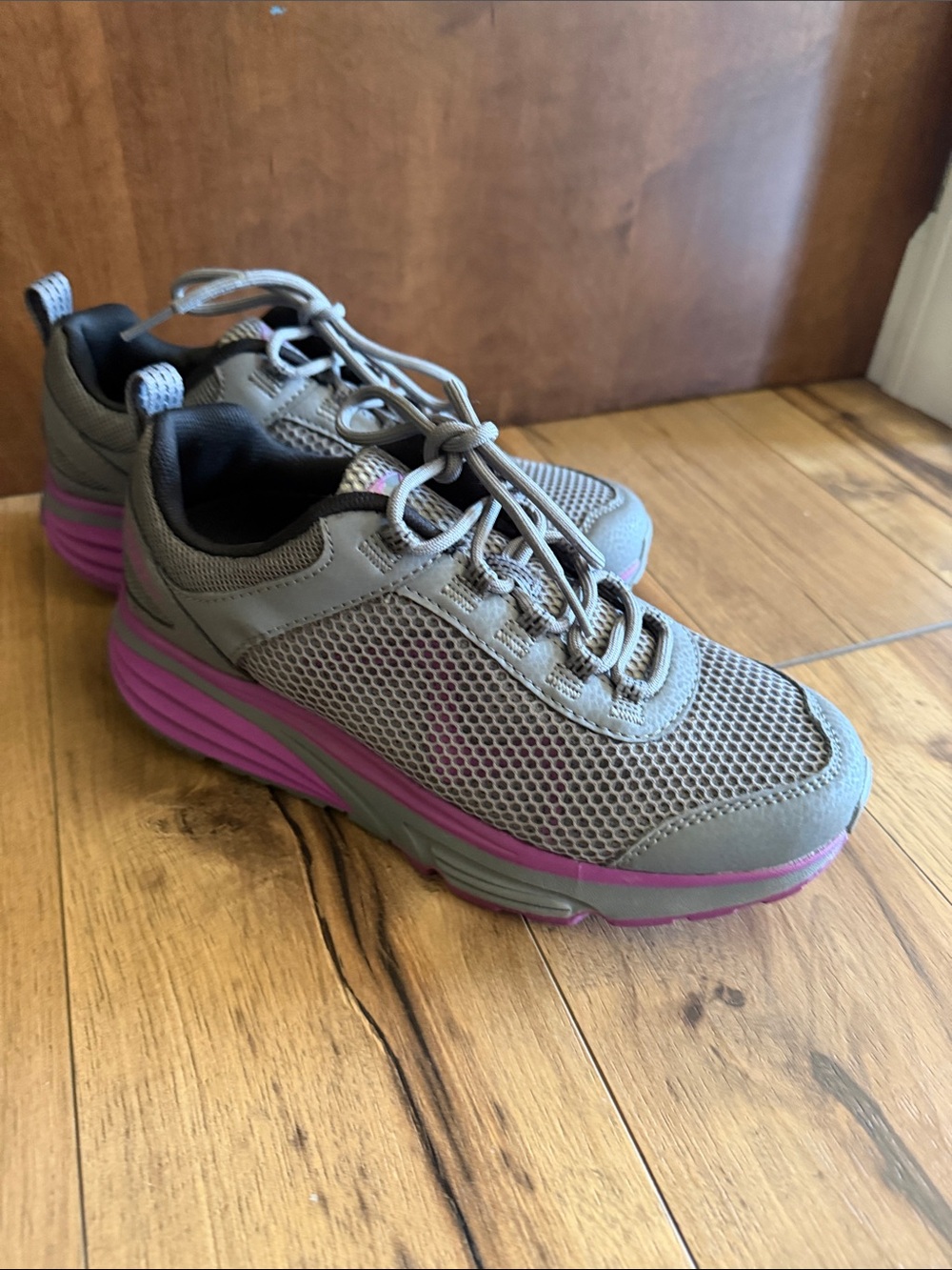 Women's Grey MBT PROTALUS M100 Mesh Athletic Sneakers with Pink Accent